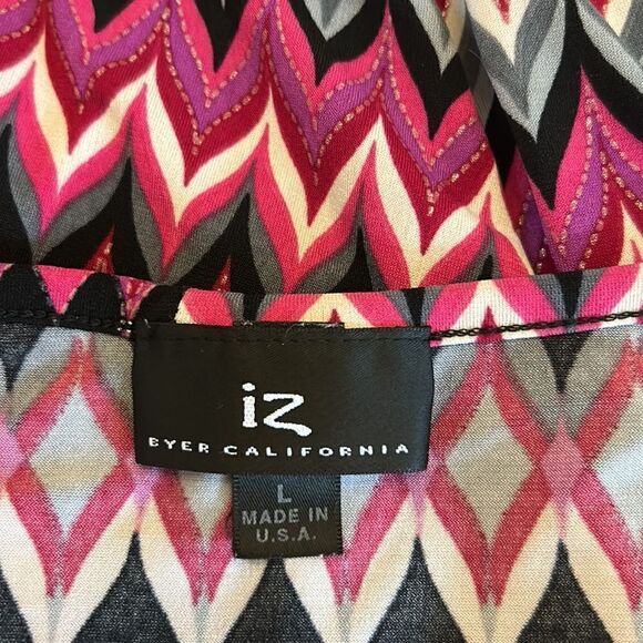 IZ Byer sleeveless pink black patterned blouse Size L - Picture 6 of 9
